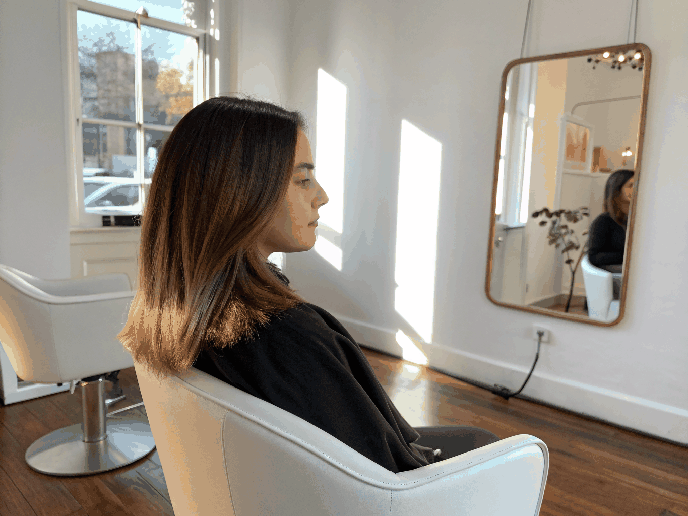 A vibrant balayage color transformation