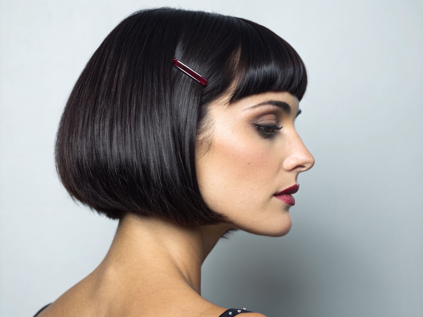 Sharp, modern bob haircut with clean lines