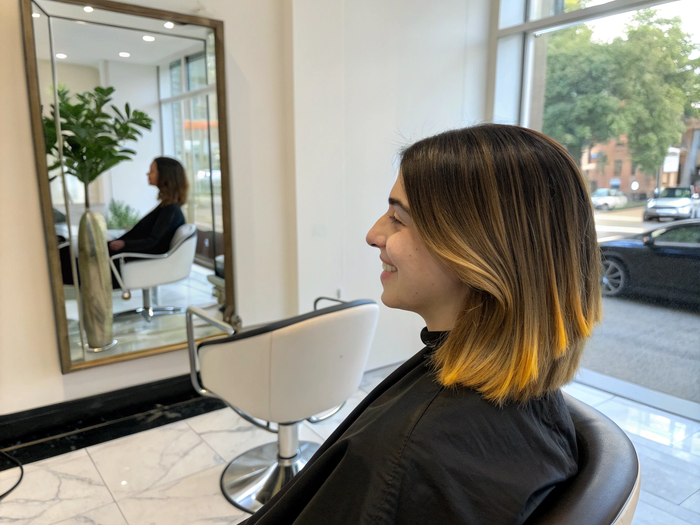 A happy client after a salon visit