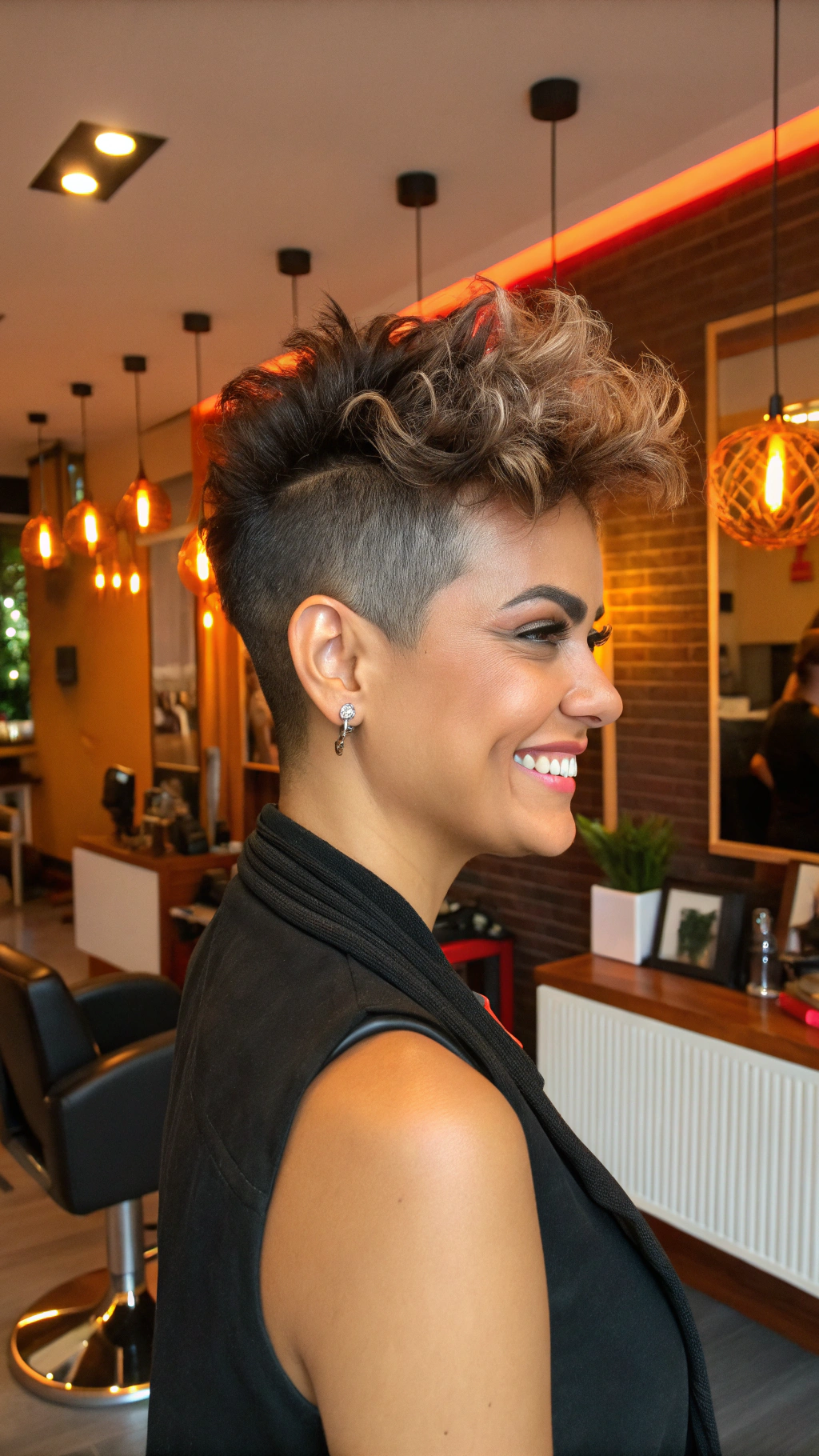 Stylist performing a precision haircut